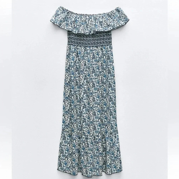 Zara Dresses & Skirts - ZARA BLOGERS FAVORITE PRINTED OFF THE SHOULDER FAMOUS PORTOFINO DRESS